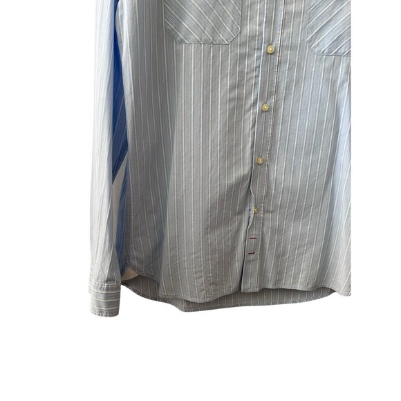 7 For All Mankind Button Down Shirt Men's M Baby Blue Stripe Long Sleeve Collar - Picture 4 of 6